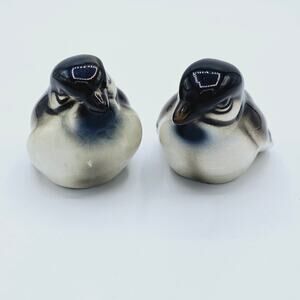 Antique Wien Keramos Brown Pair Of Titmouse Birds Ceramic Made In Austria 1920s.